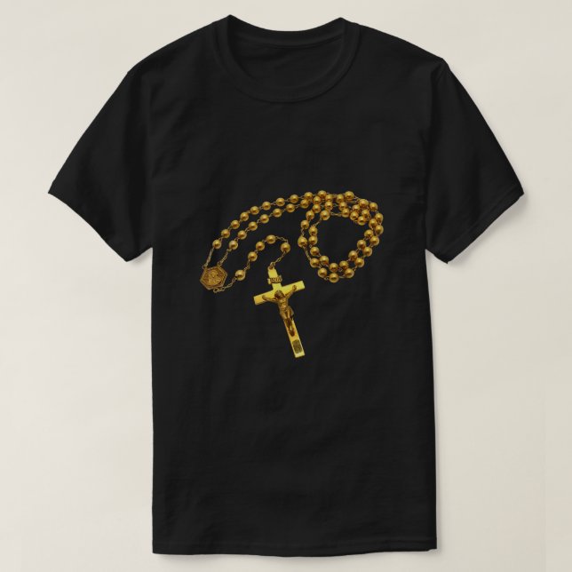 Camiseta Sagradas cuentas de Rosario Religión Católica Fe M (Diseño del anverso)