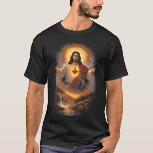 Camiseta Sagrado Corazón De Jesucristo Majestuosa Naturalez