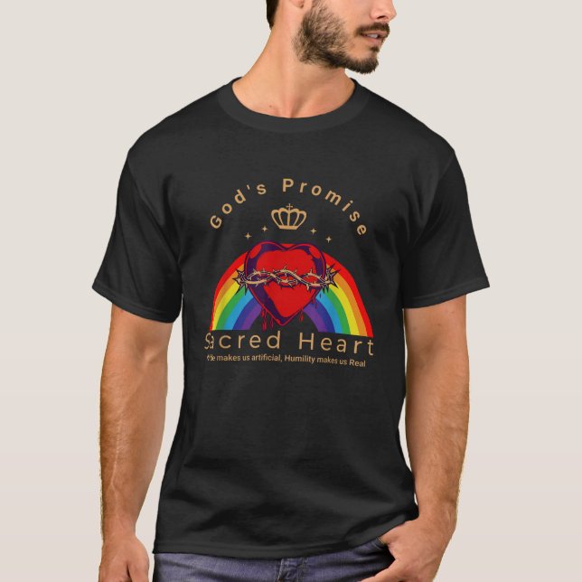 Camiseta Sagrado Corazón de Jesús Arcoiris Divertido Dios C (Anverso)