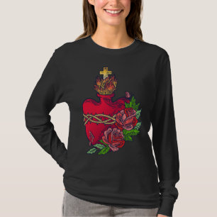 Camiseta Sagrado Corazón de Jesús Arte Católico Lat Tradici