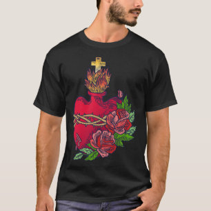 Camiseta Sagrado Corazón de Jesús Arte Católico Lat Tradici