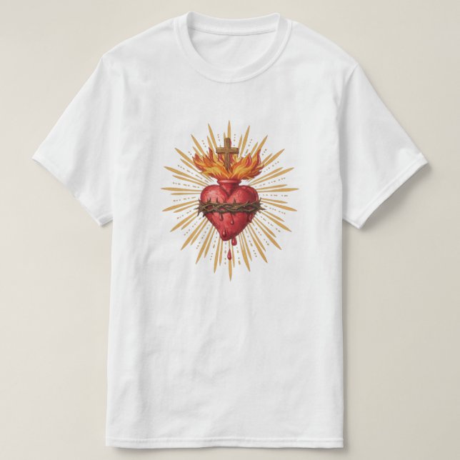 Camiseta Sagrado Corazón de Jesús Católico Tradicional (Diseño del anverso)