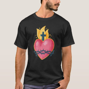 Camiseta Sagrado Corazón De Jesús Católico Tradicional Latí