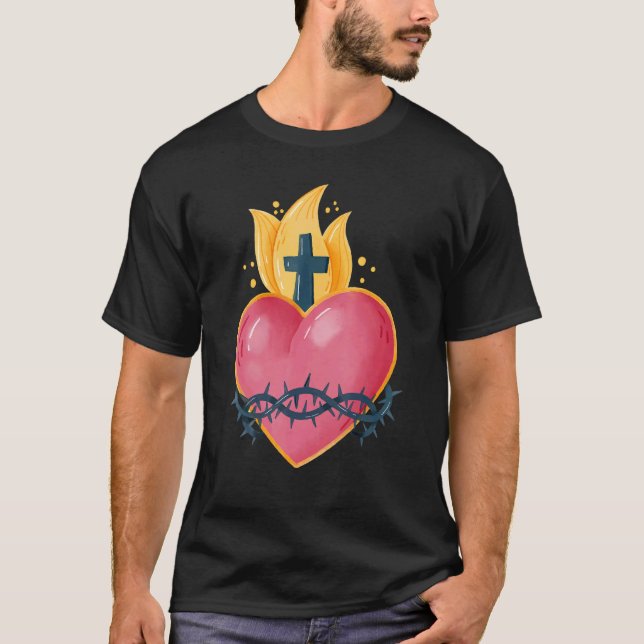 Camiseta Sagrado Corazón De Jesús Católico Tradicional Lati (Anverso)