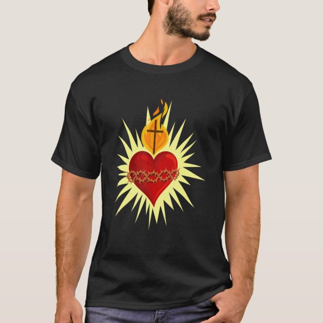 Camiseta Sagrado Corazón De Jesús Católico Tradicional Lati (Anverso)