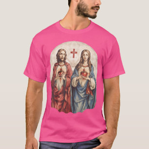 Camiseta Sagrado Corazón De Jesús Y Corazón Inmaculado De M