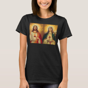 Camiseta Sagrado Corazón e Inmaculado Imagen de Jesús y Cor