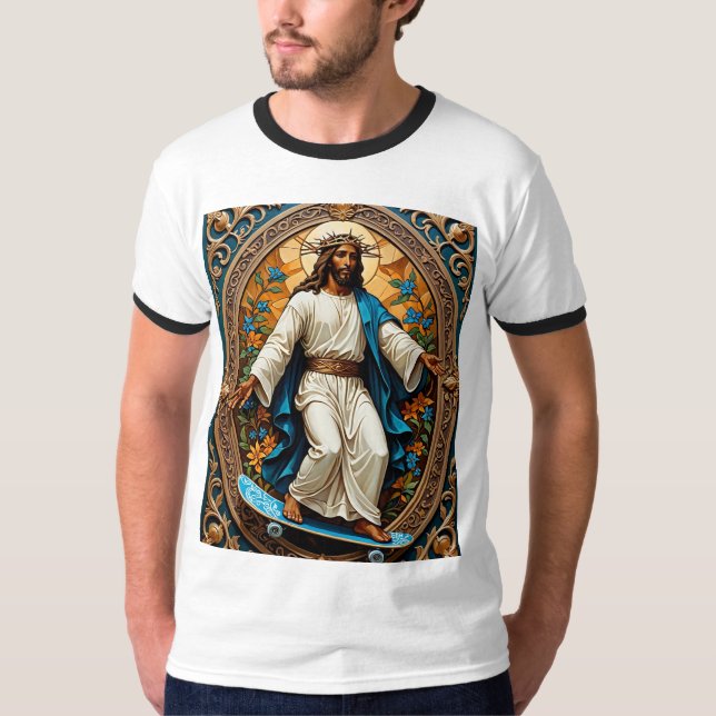 Camiseta Sagrado Skateboard Jesús Ornate Icon Style Tee (Anverso)