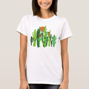 Camiseta Saguaros Cactus Forest Desert Owls Sunset