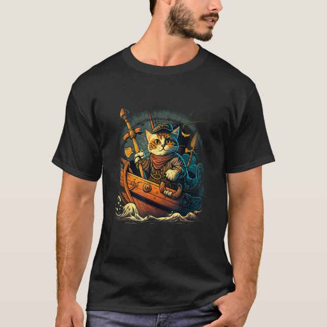 Camiseta Sail the Seven Seas with Pirate Cat Design for Ani (Anverso)
