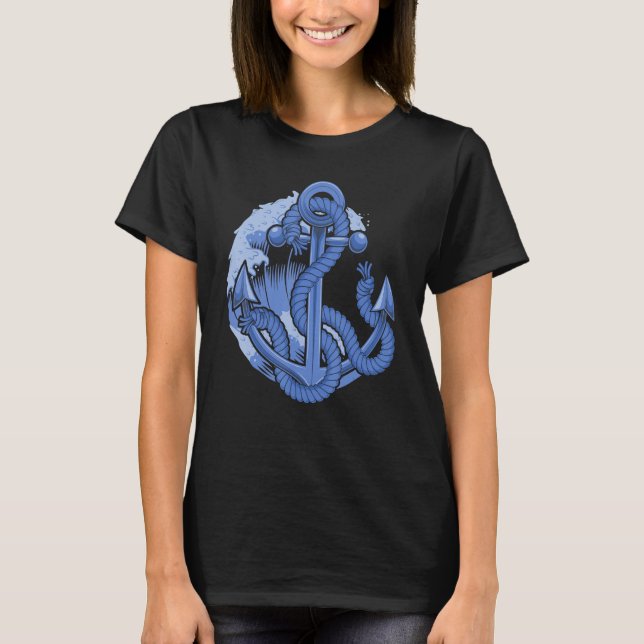 Camiseta Sailboat Anchor Waves Ocean Sailor Skipper Sailing (Anverso)