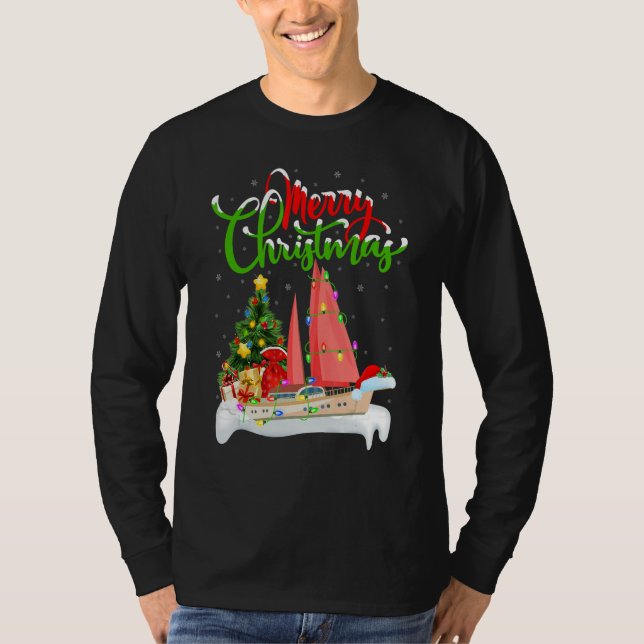Camiseta SailBoat  Xmas Decorations Santa SailBoat Christma (Anverso)