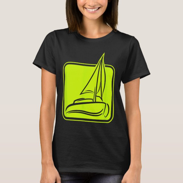 Camiseta Sailing Logo Symbol Square Sailboat Ship Captain C (Anverso)