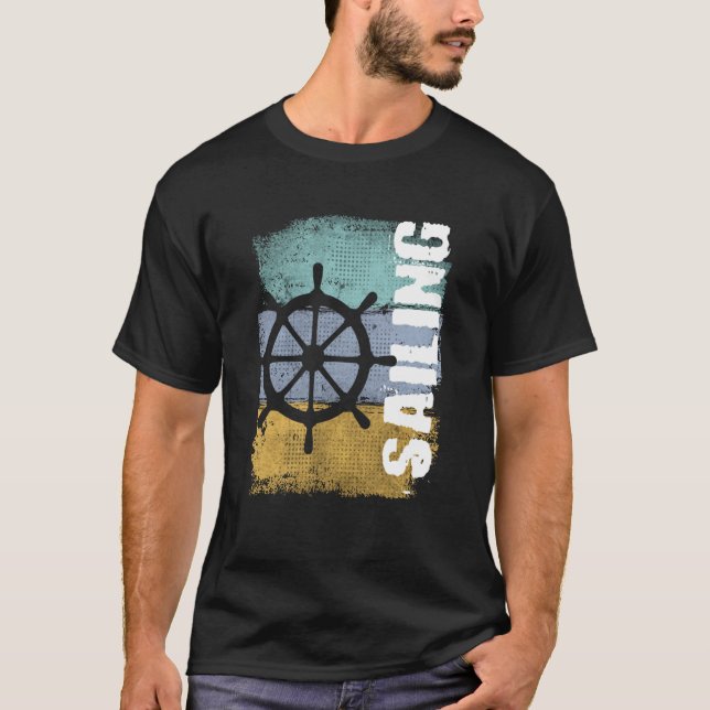 Camiseta Sailing Vintage Retro Sailboat Helm (Anverso)