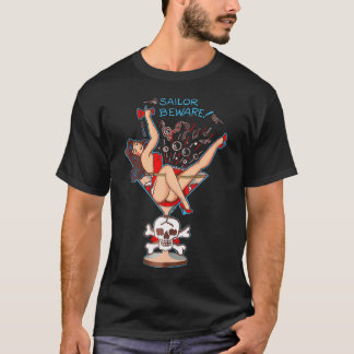 Camiseta Sailor Beware Pin Up Chica En Martini Glass Tattoo