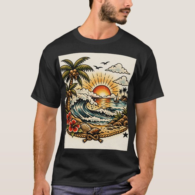 Camiseta Sailor Jerry Tropical Paradise Tattoo Art (Anverso)