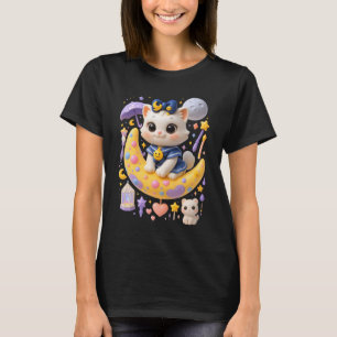Camiseta Sailor Meow Gato Blanco Sentado En Crescent Moon K