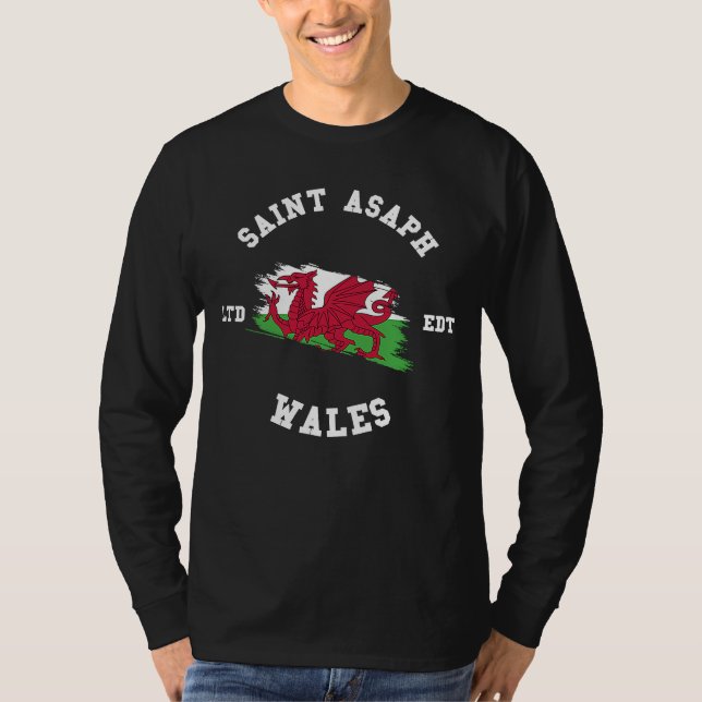 Camiseta SAINT ASAPH Wales Vintage Flag Badge (Anverso)