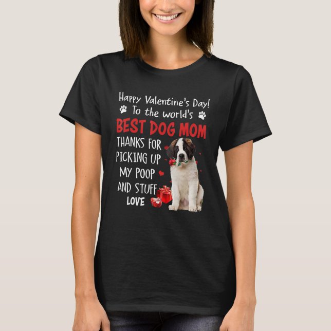 Camiseta Saint Bernard Best Dog Mom Día de San Valentín Fun (Anverso)