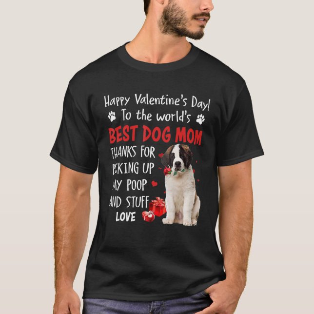 Camiseta Saint Bernard Best Dog Mom Valentines Day Funny Pu (Anverso)