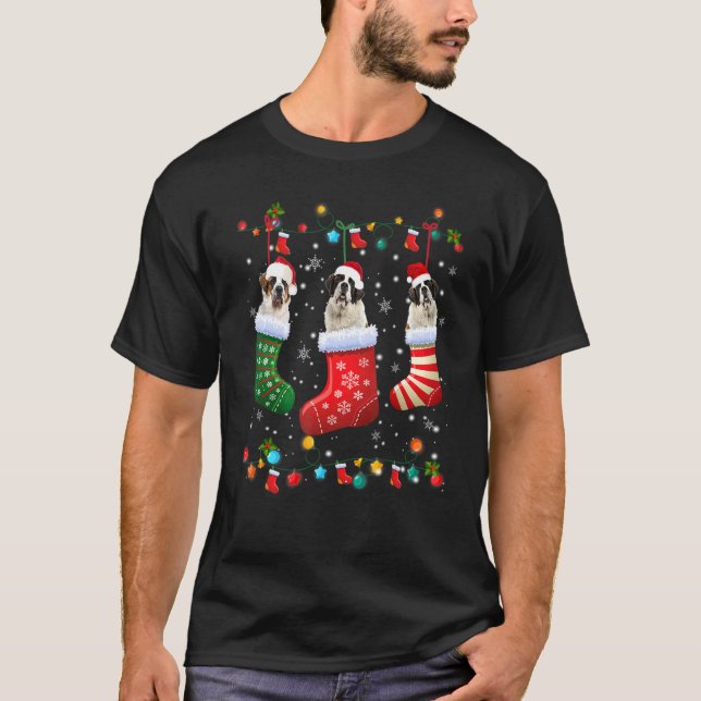 Camiseta Saint Bernard Christmas Socks  Pajama Xmas Dog (Anverso)