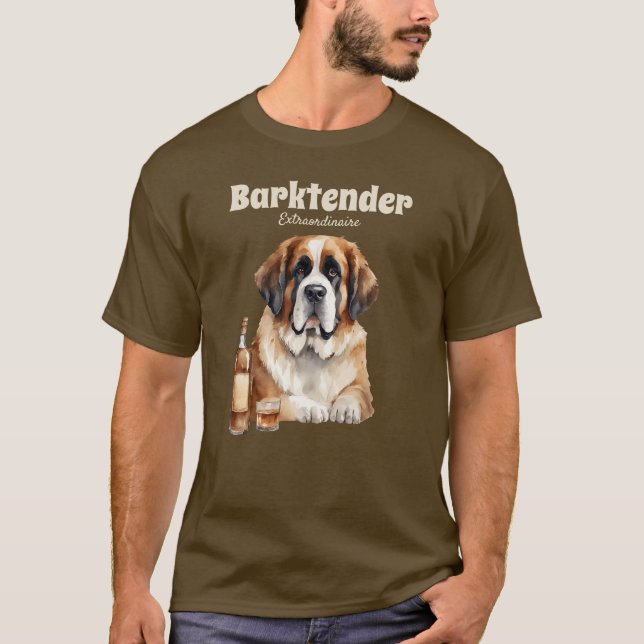 Camiseta Saint Bernard Dog Barktender Extraordinair (Anverso)