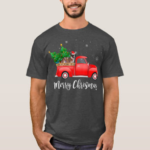 Camiseta Saint Bernard Dog Riding Red Truck Christmas 