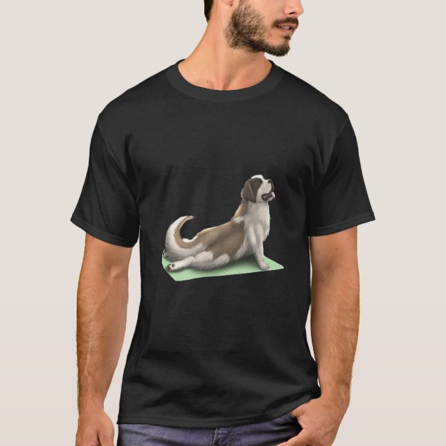 Camiseta Saint Bernard Dog Yoga Pose Meditación Zen Workout (Anverso)