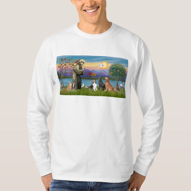 Camiseta Saint Fraancis - 3 perros, 2 gatos ++ (Anverso)