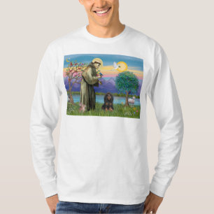 Camiseta Saint Francis y Black-Tan Cocker Spaniel