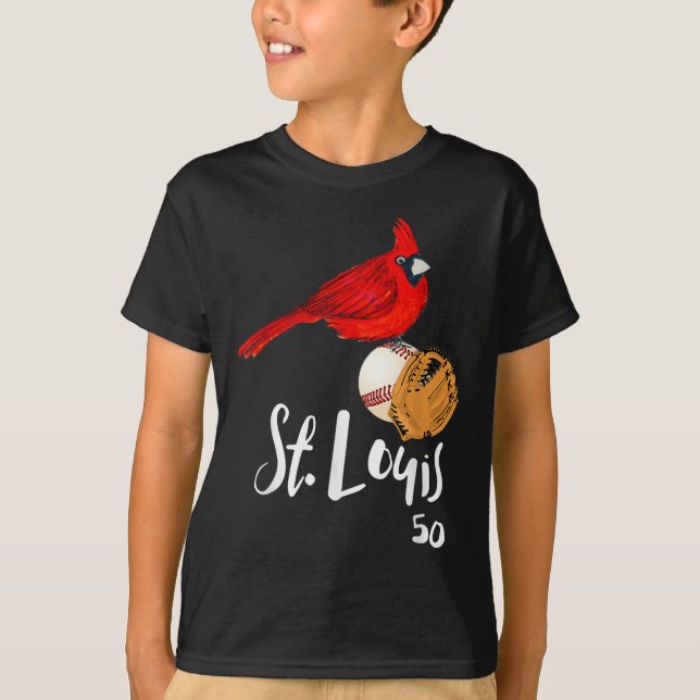 Camiseta Saint Louis Red Cardinal Number 50 Baseball Art  (Anverso)