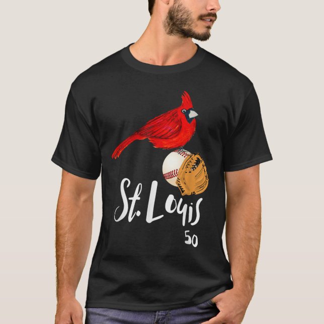 Camiseta Saint Louis Red Cardinal Number 50 Baseball Art  (Anverso)