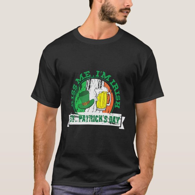 Camiseta Saint Patrick Kiss Me soy irlandés Shamrock Green  (Anverso)