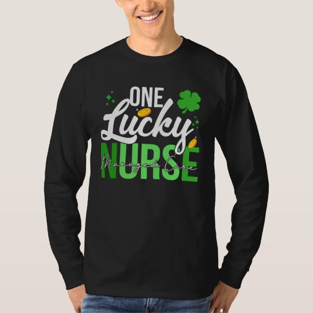 Camiseta Saint Patrick s Day Managed Care Nurse One Lucky N (Anverso)
