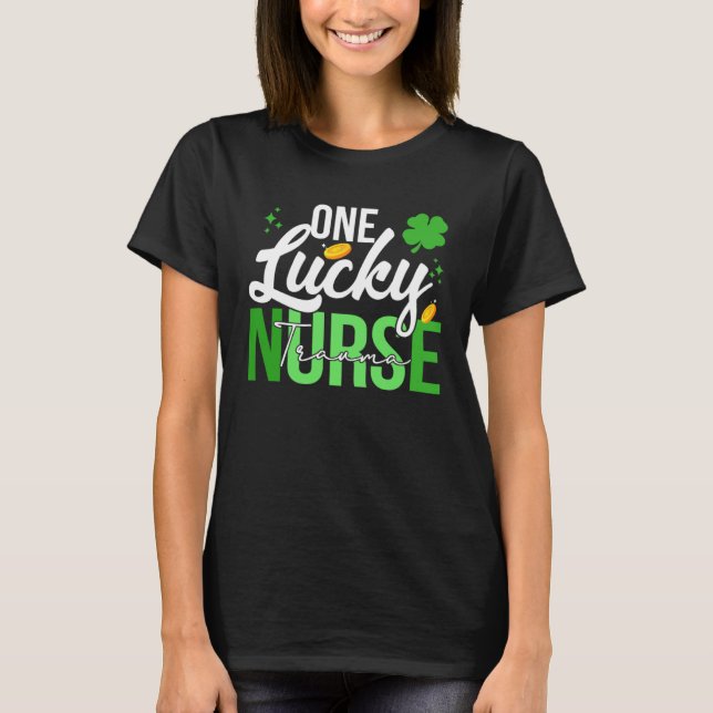 Camiseta Saint Patrick s Day Trauma Nurse One Lucky Nurse (Anverso)