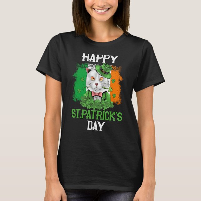 Camiseta Saint Patricks Cat Costume Irish Kitten Ireland Fl (Anverso)