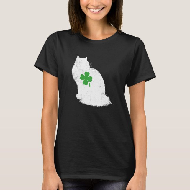 Camiseta Saint Patrick's Day Cat Funny Ragdoll Shamrock Gif (Anverso)