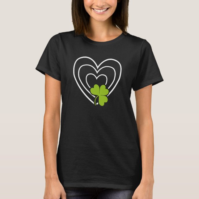 Camiseta Saint Patrick's Day Green Heart Lucky Charm Paddy' (Anverso)