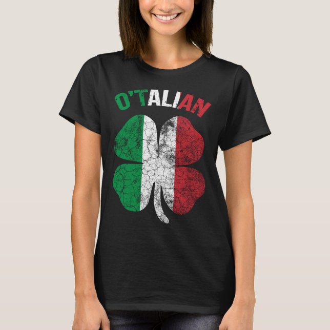 Camiseta Saint Patricks Day Irish Italian O'talian Shamrock (Anverso)