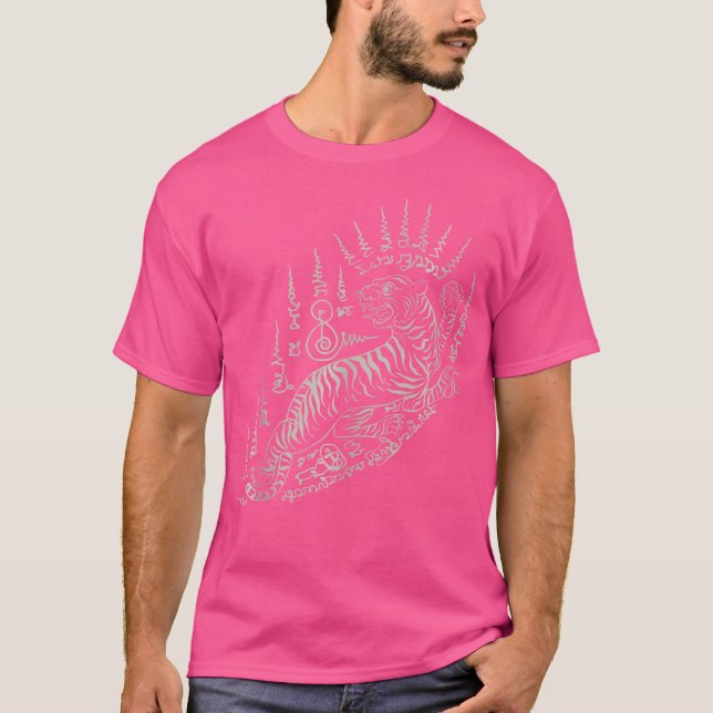 Camiseta Sak Yant Tatuaje tailandés poderoso tigre mágico T (Anverso)