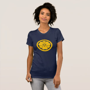 Camiseta Sakai Mon clan japonés samurai amarillo en azul