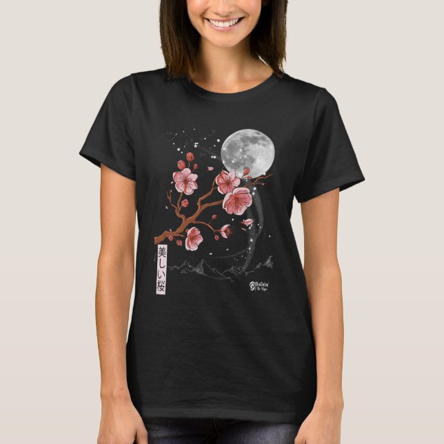 Camiseta Sakura Blossom Mujeres Negras (Anverso)