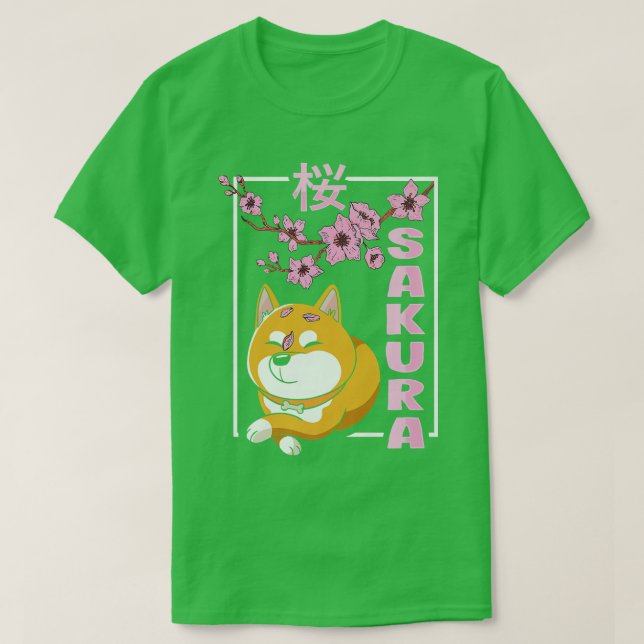 Camiseta Sakura cerezo en flor Shiba Inu Perro Cultu japoné (Diseño del anverso)