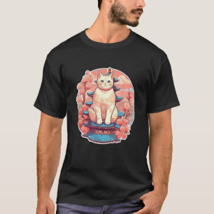 Camiseta Sakura Cherry Blossom Cat Vintage de los años 90 j