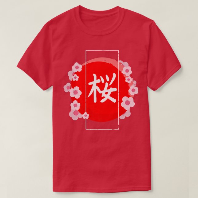 Camiseta Sakura Cherry Blossom Kanji 1106 (Diseño del anverso)