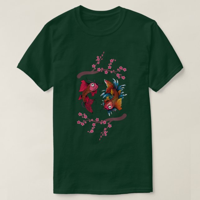 Camiseta Sakura Cherry Blossom Koi Fish Japón Nishikigoi Ko (Diseño del anverso)