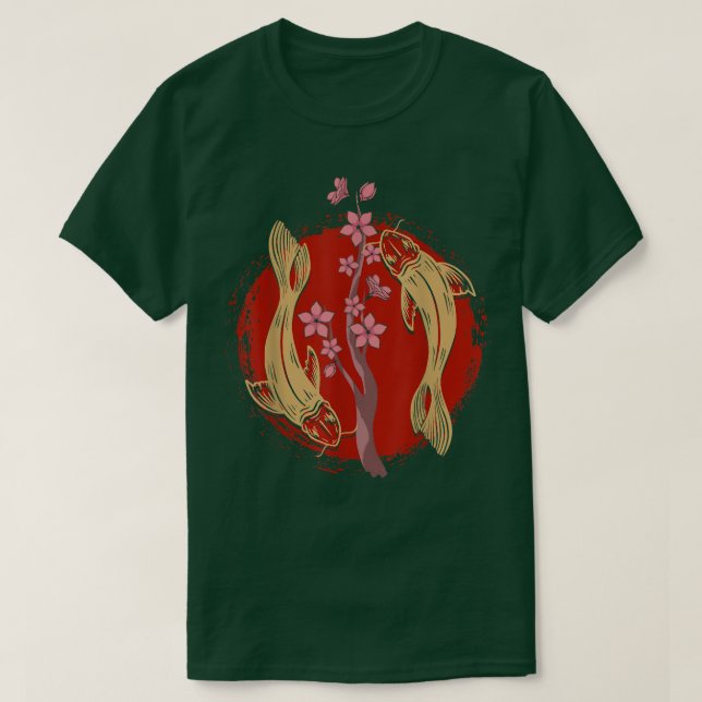 Camiseta Sakura Cherry Blossom Koi Pond Nishikgoi Koi (Diseño del anverso)