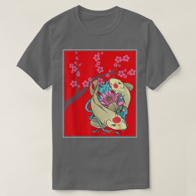 Camiseta Sakura Cherry Blossom Taisho Sanke Pescado japonés (Diseño del anverso)