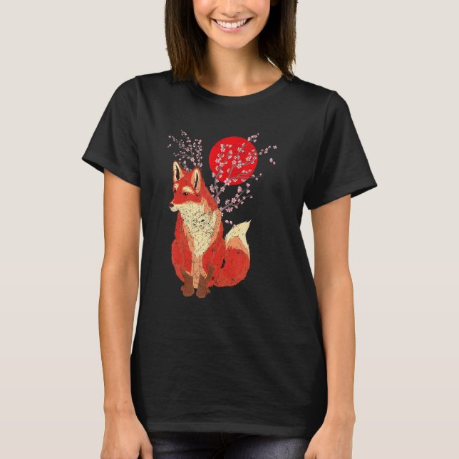 Camiseta Sakura Cherry Blossom Wildlife Forest Fox (Anverso)