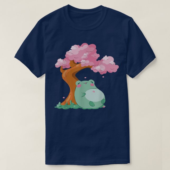 Camiseta Sakura Cute Frog Kawaii Japanese Cherry Blossom Tr (Diseño del anverso)